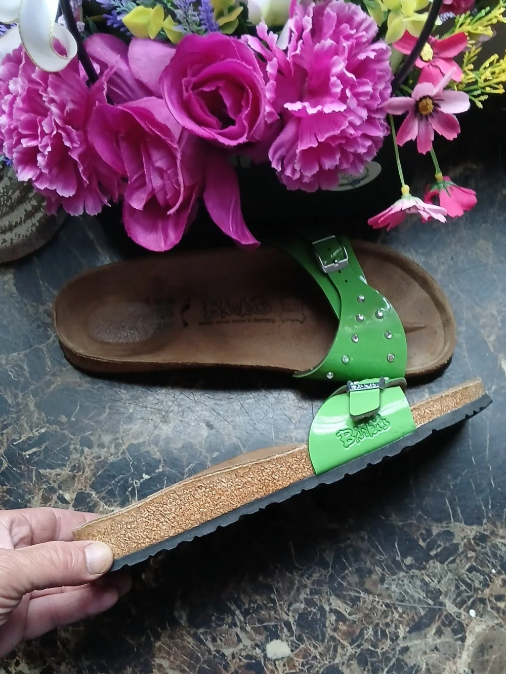 Birkenstock Birki's Patent Leather/Rhinestones Comfort Sandals 40 EU Women